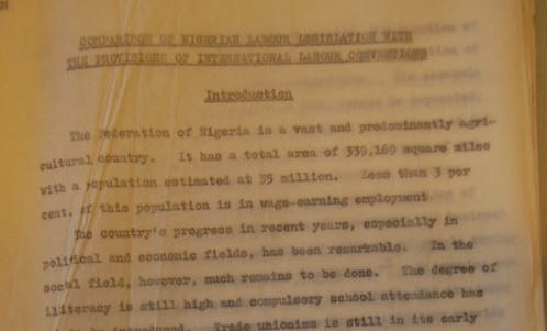 Comparison of Nigerian Legislations with the Provision of the International Labour Conventions. International Labour Office, Geneva: Application of Conventions and Recommendation (ACD 2-202). Action taken with regard to ratification of ILO Conventions in Nigeria. Comparison of Nigerian Legislations with the Provision of the International Labour Conventions. International Labour Office, Geneva: Application of Conventions and Recommendation (ACD 2-202). Action taken with regard to ratification of ILO Conventions in Nigeria.